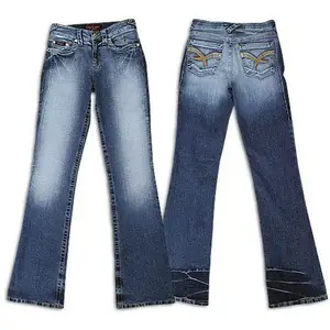 Atacado Personalizado calças de brim das mulheres perna reta clássico styling.five pockets denim jeans e Bootcut Fly frente