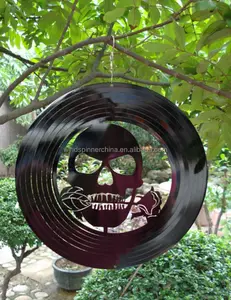 Creative Death's Head Stainless Steel Wind Spinner Garden Home Decoration Gift Metal Craft