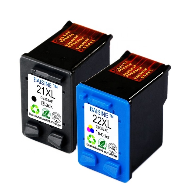 Hot Sale Baisine Remanufactured Ink Cartridge 21XL 22XL Compatible for HP Deskjet D2360 D2460 D1530 3940 Color Inkjet Printer