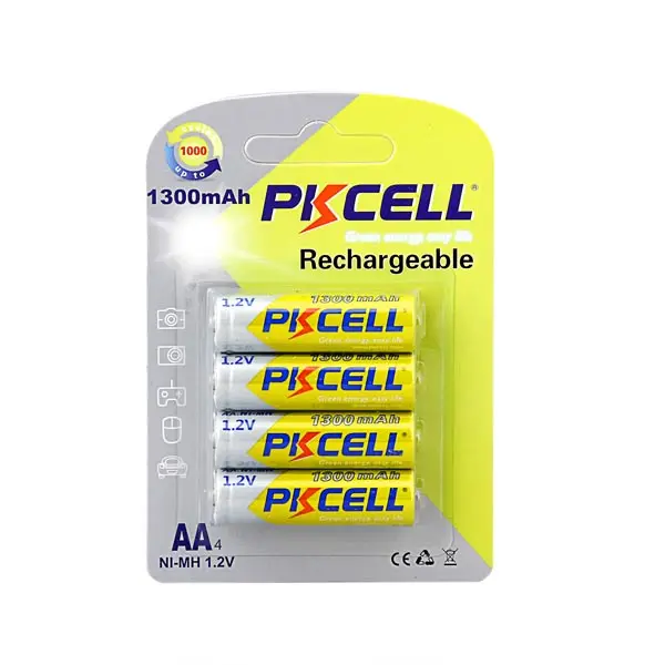 Pkcell — batterie rechargeable NiMh AA 1.2V, grande capacité 1300mah, sc, usage long