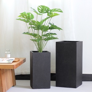 Design moderno di forma quadrata di altezza di <span class=keywords><strong>cemento</strong></span> a mano pennello vaso di fiori con vernice nera per la casa decorazione del giardino - Product Image 4