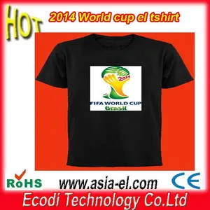 2014 trofeo copa del mundo led intermitente camiseta, el intermitente t- shirt