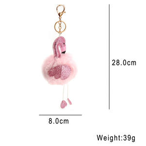 Llavero rosado lindo de la muñeca de la felpa del flamenco - Product Image 2