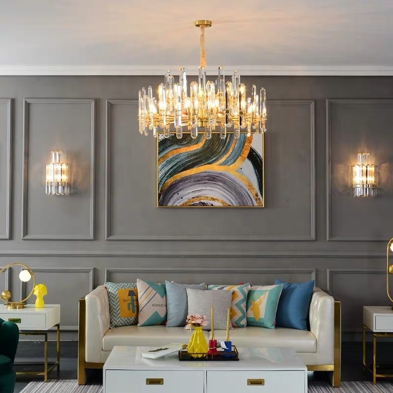 New Design Gold Pendant Rectangular Luxury Crystal Chandelier for Bedroom Livingroom Dining Room Hanging Pendant Light · image 5