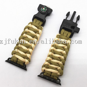 Hot Sale Weave Fire Starter Paracord Rope <strong>Survival</strong> apple <strong>Watch</strong> Band for Outdoors Camping - Product Image 2