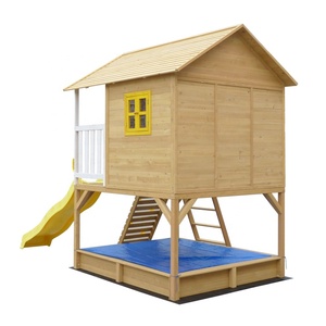 Giardino esterno in legno in legno patio portico a due strati veranda cartone grande casetta di lusso esterno con sandbox e scivolo - Product Image 3