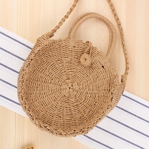 Rotonda Borsa di Paglia Fatti <span class=keywords><strong>A</strong></span> <span class=keywords><strong>Mano</strong></span> Rattan Intrecciato Vintage Retro di Paglia <span class=keywords><strong>Corda</strong></span> Lavorato <span class=keywords><strong>A</strong></span> Maglia Delle Donne Crossbody Della Borsa Fresca Sacchetto Della Spiaggia di Estate - Product Image 3