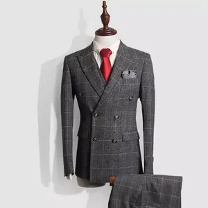 MTM made to measure men suits custom handmade grey plain bespoke man suit
