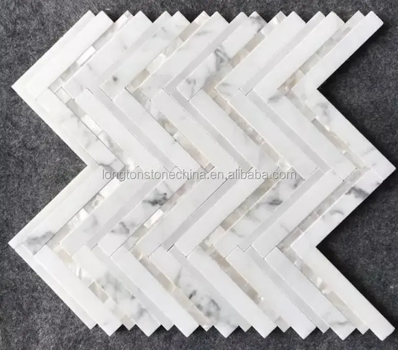 Philippi nische Produkte White Shell Mosaics Fliesen mischung Chevron Marmor Wasserstrahl Mosaik