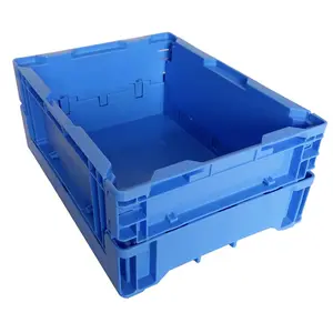 foldable collapsible moving folding crate plastic storage box with lid