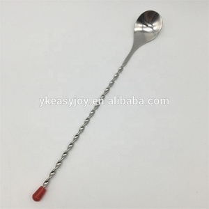 Cấp Thực Phẩm Thép Không Gỉ Bartender Công Cụ Cocktail Uống KHUẤY TRỘN Xoắn Muỗng Swizzle Stick Với Núm Đỏ - Product Image 6