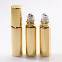 Luxury 5ml 10ml electroplating gold silver essential oil glass roll on bottle