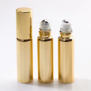 Rolo de vidro luxuoso 5ml/10ml, galvanizado, dourado, prata, óleo essencial, em garrafa