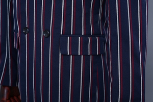 Costumes personnalisés pour hommes d'affaires deux pièces à rayures colorées en laine à double boutonnage - Product Image 5