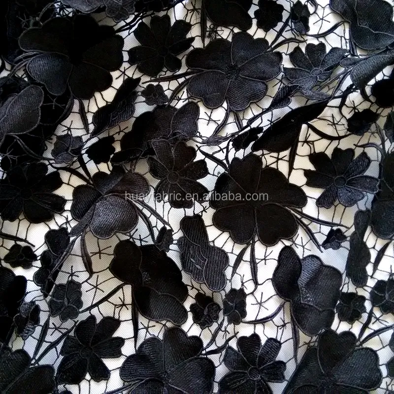 2015 Top Quality African Lace Black Guipure lace HY0335