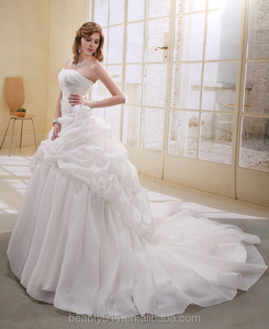 Robe de mariée trapèze en Satin/Organza sans bretelles avec motif floral AS00302 - Product Image 1