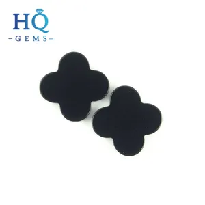 12*12MM Natural Black Onyx Four Leaf Clover Cheap Price