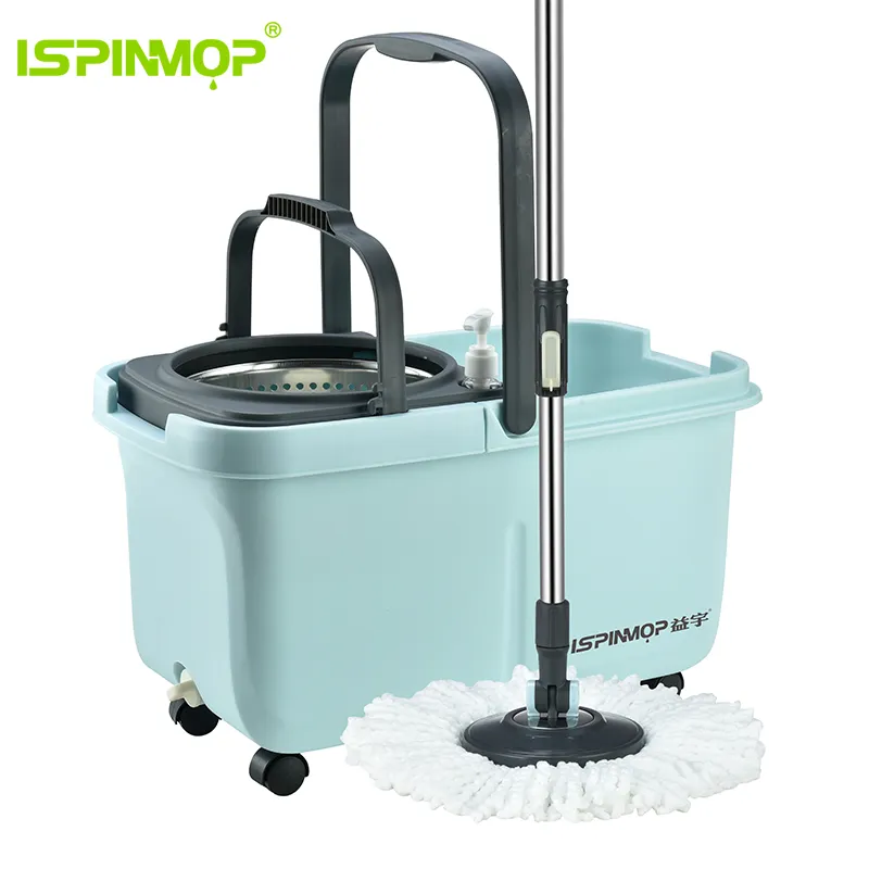 Detachable Cleaning Mop with 360 wheels ,360 spin Bucket with Microfiber Cloth and Stainless Steel Pole