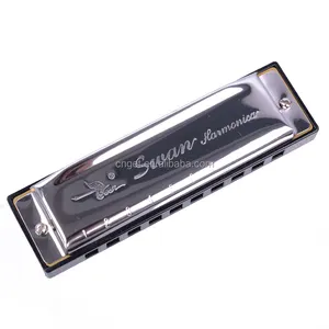 Harmonica SWAN BLUES 10 Hole C tone with case Brass stainless steel