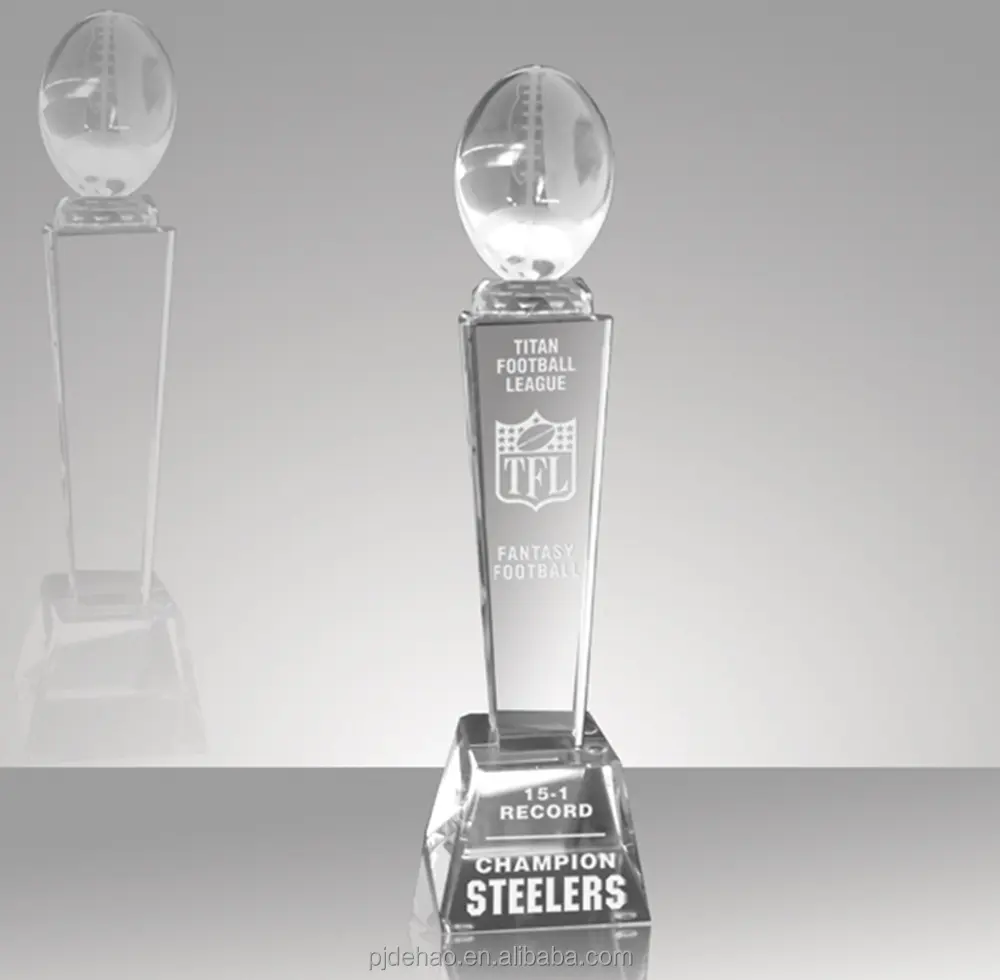Trofeo di Football americano di cristallo K9 di progettazione su ordinazione NFL all'ingrosso della fabbrica di Pujiang Dehao