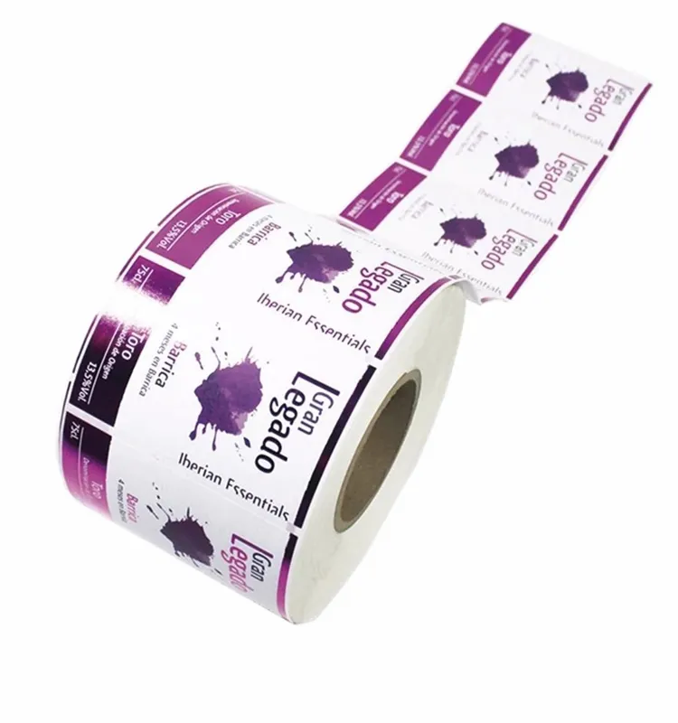 Aangepaste Etiketten Voor Voedsel Container, Offset Gedrukt Roll Peel Off Label, Waterdicht Vinyl Sticker Roll