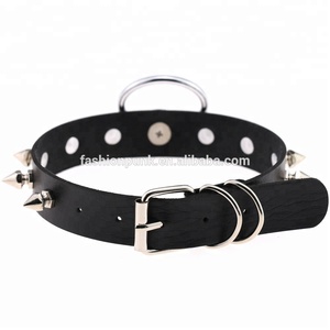 Collana <span class=keywords><strong>Choker</strong></span> <span class=keywords><strong>Punk</strong></span> con Borchie e Rivetti, Pendente a Cerchio Grande Esagerato per Nightclub - Product Image 6