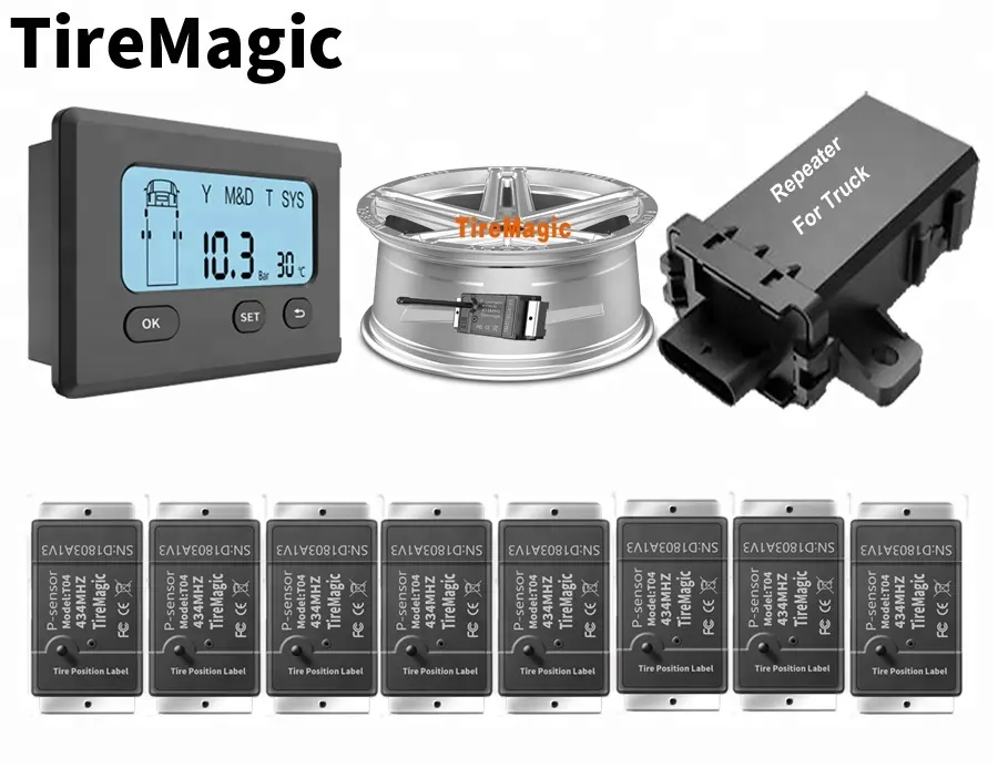 Tiremagic TD20-8 200psi 8 휠 sensor 트럭 TPMS 대 한 trucks bus 무선 tire 압 monitoring system