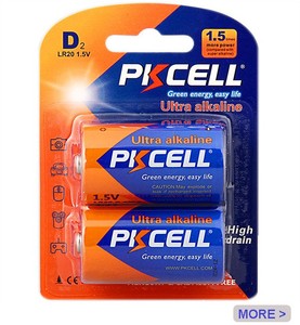 PKCELL 10 años de vida útil <span class=keywords><strong>LR20</strong></span> 1.5v D size batería 1800mins <span class=keywords><strong>pila</strong></span> D alcalina batería no recargable - Product Image 1