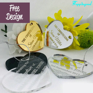 Etiquetas de <span class=keywords><strong>Regalo</strong></span> Acrílicas Personalizadas en Forma de Corazón para Recuerdos de <span class=keywords><strong>Bautizo</strong></span> - Product Image 2