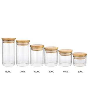 30ml 50ml 80ml 100ml 120ml 150ml borosilicate air tight cookies food tea coffee glass storage tin containers jars