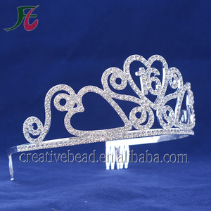 Vente en gros de fabricants Fashion Beauty Pageant Queen 16e 18e 21e anniversaire couronnes diadèmes en strass pour filles anniversaire - Product Image 2