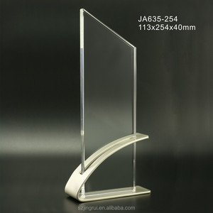 Nouveau trophée en cristal au design simple avec métal doré/argenté - Product Image 2
