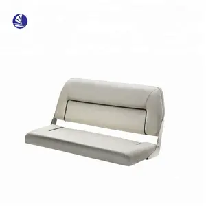 Marine Boat Deluxe Foldable Bench Boat Seat Clearance for 2 Persons Double Chair White With Dark Blue Seams