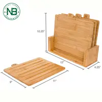 प्राकृतिक लकड़ी काट ब्लॉक सेट टिकाऊ बांस काटने बोर्ड के साथ खड़े हो जाओ