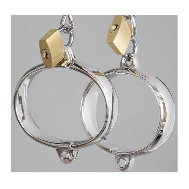 Sadomasoquismo para adultos, esposas de Metal de acero inoxidable, Sexy, para tobillo, con cerradura, para hombre y mujer
