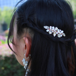 Semplice perla <span class=keywords><strong>d</strong></span>'acqua dolce dei capelli della sposa accessori di strass copricapo da sposa in <span class=keywords><strong>oro</strong></span> dei capelli del metallo pettini - Product Image 5
