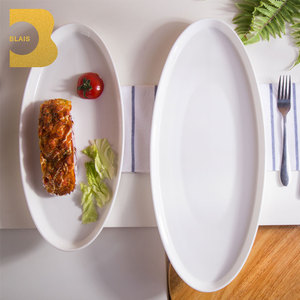 Grande assiette ovale en céramique blanche personnalisée de 20 pouces, bon marché, en gros, pour le poisson/le beurre - Product Image 2