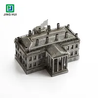 Model Puzzle 3D Logam Desain Kreatif Ukiran DIY Bangunan Rumah Putih
