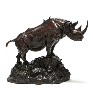 Al aire libre grande rinoceronte animal estatuas de tamaño rinoceronte escultura de bronce para jardín