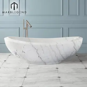 Baignoire de salle de bain en marbre blanc, prix de gros, livraison gratuite