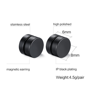 Commercio all'ingrosso di Alta Qualità Hip Hop Gioielli Da Uomo In Acciaio No Piercing Rotondo Magnetico Orecchini Clip Orecchio Per Gli Uomini - Product Image 3