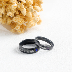 Anelli <span class=keywords><strong>di</strong></span> <span class=keywords><strong>Coppia</strong></span> <span class=keywords><strong>Re</strong></span> e Regina in Acciaio Inossidabile con Zirconia Cubica, Idea Regalo Romantica per Anniversario 2021 - Product Image 5