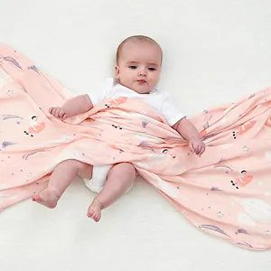 自有品牌100% 有机竹平纹细布新生婴儿包裹毯