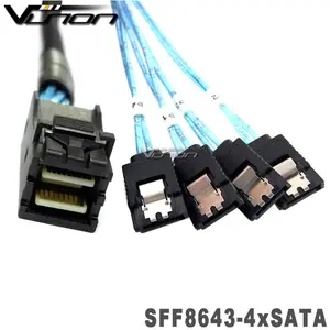 פנימי HD מיני SAS SFF-8643 כדי 4 SATA קדימה הבריחה כבל