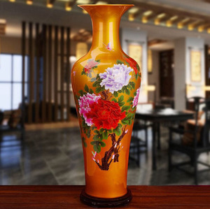 Nuovo Design di Jingdezhen: <span class=keywords><strong>Vaso</strong></span> da Terra Alto <span class=keywords><strong>in</strong></span> Porcellana Arancione, Artigianato Cinese - Product Image 2