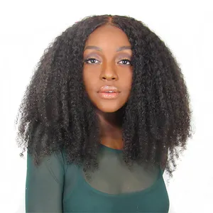 Perruque Bob Lace Front Wig naturelle, cheveux humains, crépus et bouclés, sans traitement, Afro brut, pour femmes noires, 4a 4b 4c