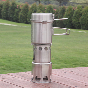 Ngoài trời thép không gỉ Cookware <span class=keywords><strong>Set</strong></span> gấp gỗ bếp nồi <span class=keywords><strong>Pan</strong></span> lộn xộn <span class=keywords><strong>Kit</strong></span> cho cắm trại cho bộ đồ ăn ngoài trời - Product Image 5