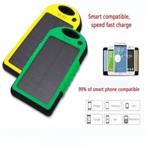 Custom Logo Power Bank Mobiele Telefoon Solar Charger 5000Mah Solar Powerbank Draagbare Lader Universele Externe Batterij