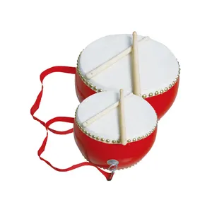 Instrumento musical para niños, tambor de festival de piso grande chino rojo