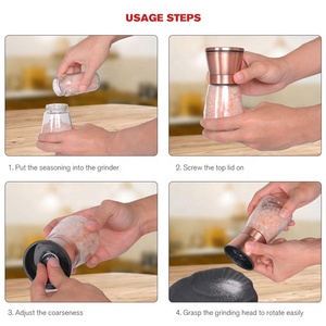 Salière et poivrière en verre réglable de 6 oz moulins en acier inoxydable avec couvercle ensemble de sel et poivre en métal de qualité supérieure - Product Image 4